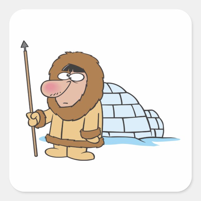 Eskimo And Igloo Square Sticker (Front)
