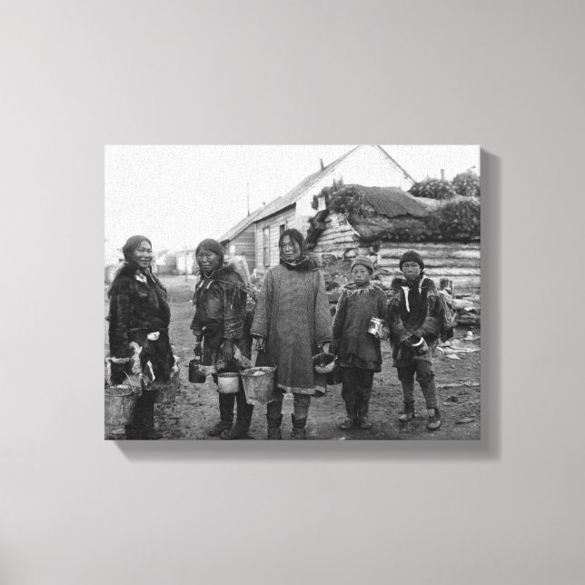 Eskimo Berry Pickers in Nome, Alaska Photograph Canvas Print (Front)