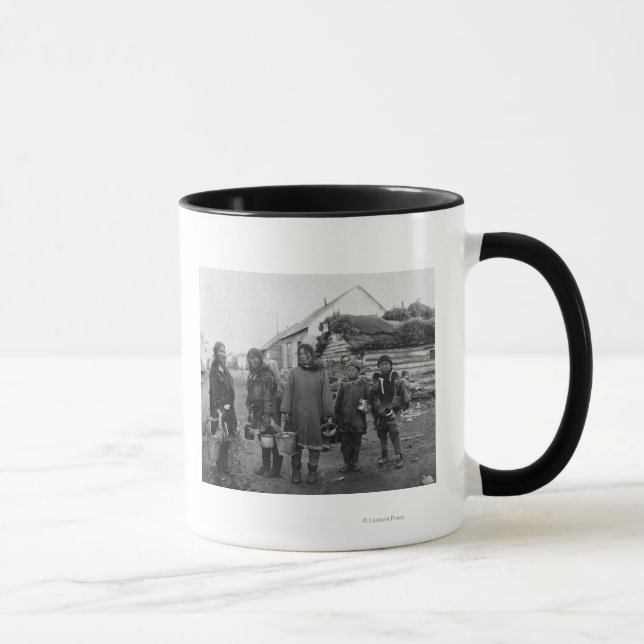 Eskimo Berry Pickers in Nome, Alaska Photograph Mug (Right)