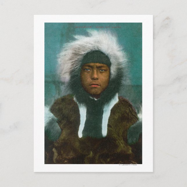 Eskimo Boy named "Menadelook" Postcard (Front)