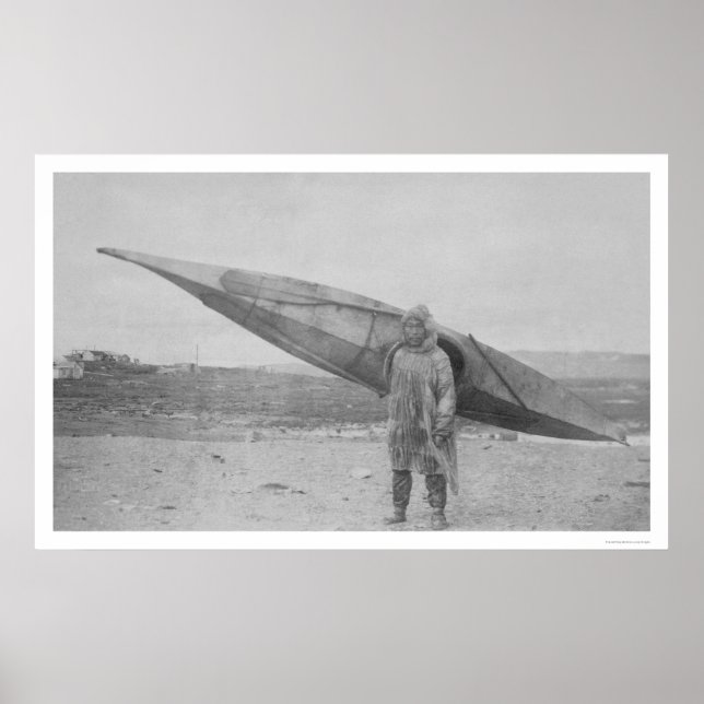 Eskimo Carrying Kayak 1909 Poster (Front)