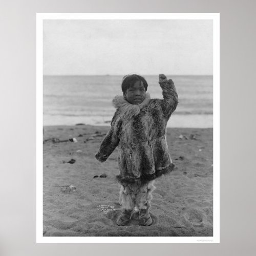 Eskimo Child On Alaska Beach 1906 Poster