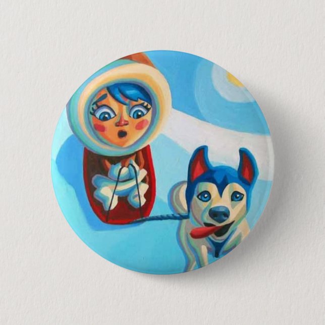Eskimo Dog Pinback Button (Front)