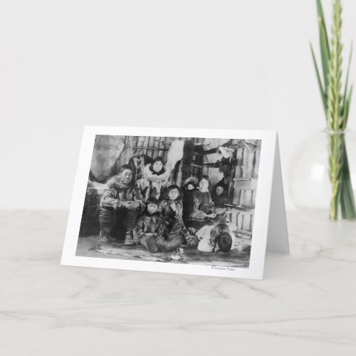 Eskimo Family in Winter Igloo Photograph Card