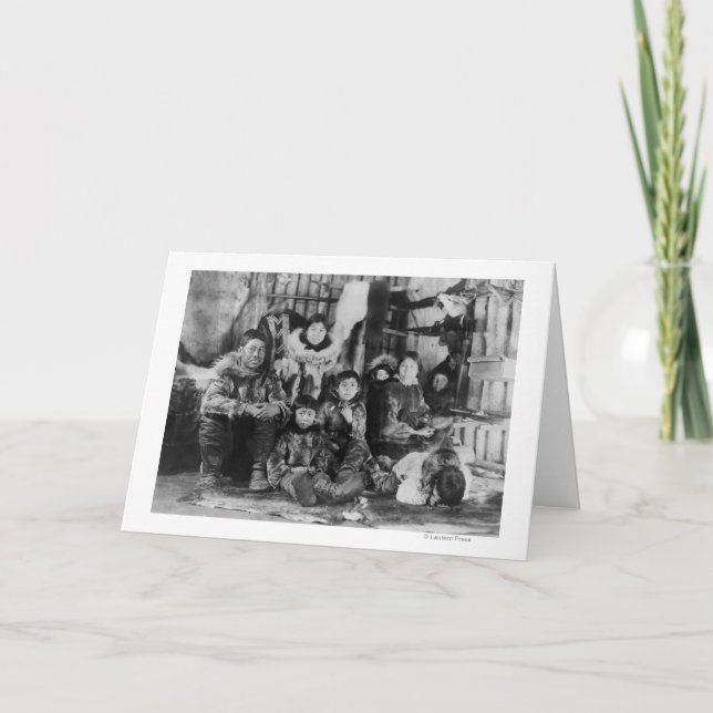 Eskimo Family in Winter Igloo Photograph Card (Front)