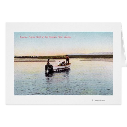 Eskimo Fishing Boat on the River Cards (Front Horizontal)