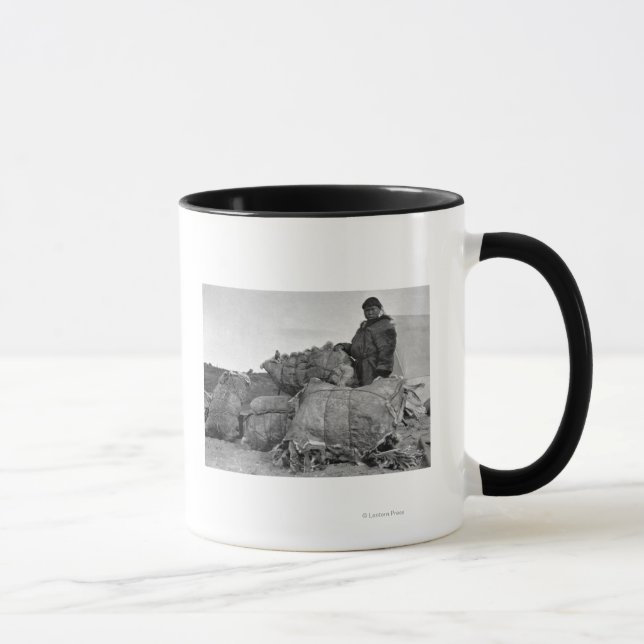Eskimo Fur Dealer in Nome, Alaska Photograph Mug (Right)