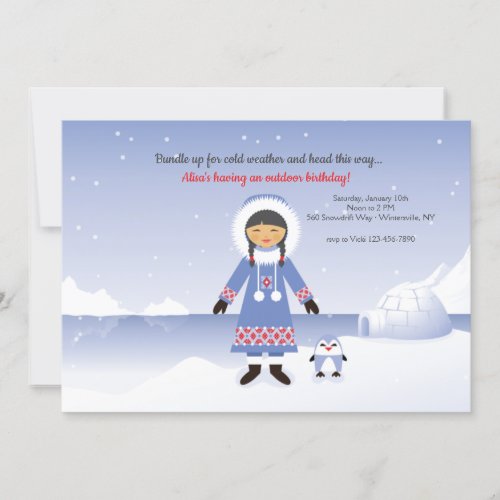 Eskimo Girl Birthday Party Invitation