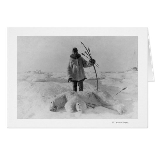 Eskimo Hunter with Polar Bear Photograph (Front Horizontal)