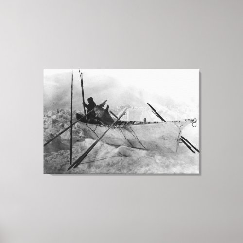 Eskimo in Boat made with Skins called an Omiak Canvas Print