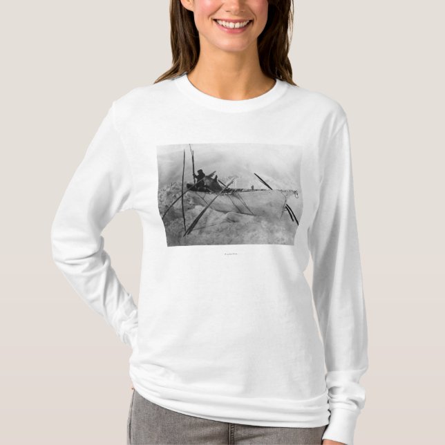 Eskimo in Boat made with Skins called an Omiak T-Shirt (Front)
