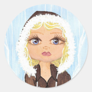 Eskimo in Ice Quantum Cutie Classic Round Sticker
