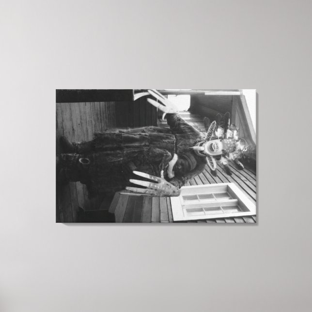 Eskimo Medicine Man and Sick Boy in Alaska Canvas Print (Front)