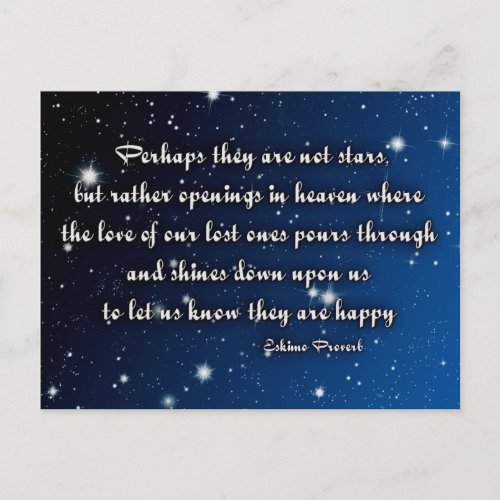 Eskimo proverb  stars postcard