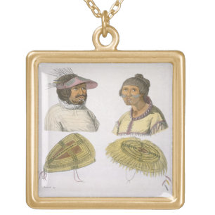 Eskimos from North America (colour engraving) Gold Plated Necklace