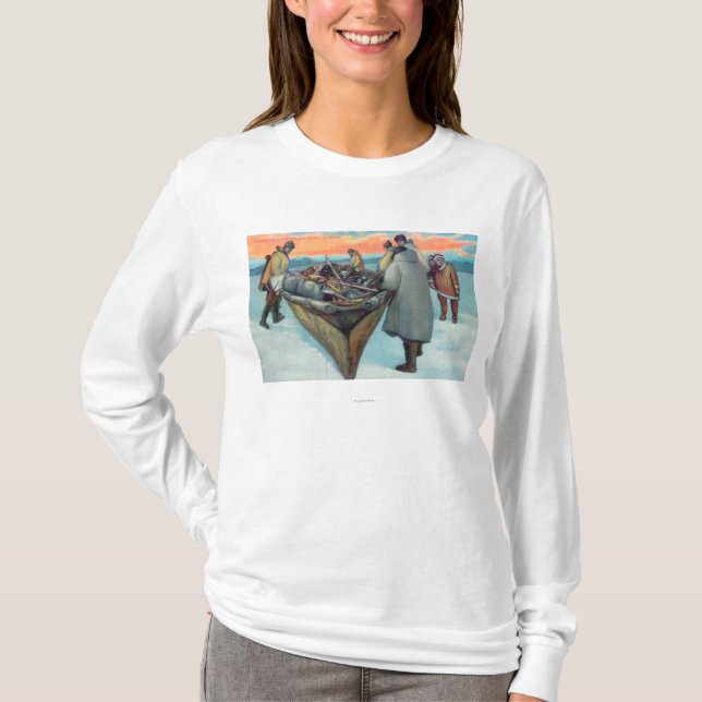 Eskimos Launching Whaling Boat T-Shirt (Front)
