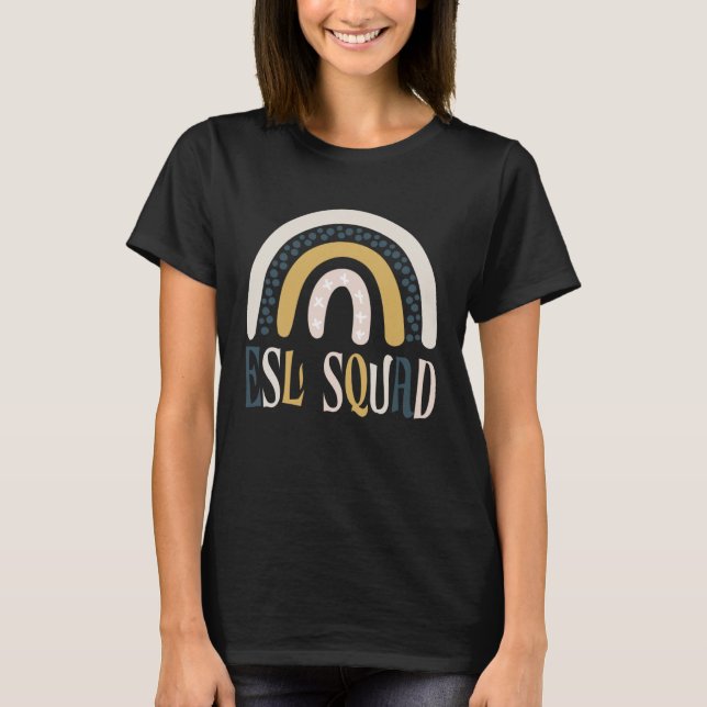 ESL Squad Teacher Crew Team Back To School Boho Ra T-Shirt (Front)