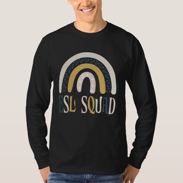 ESL Squad Teacher Crew Team Back To School Boho Ra T-Shirt (Front)