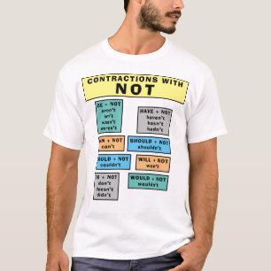 ESL T Shirt Negative Contractions With Not List