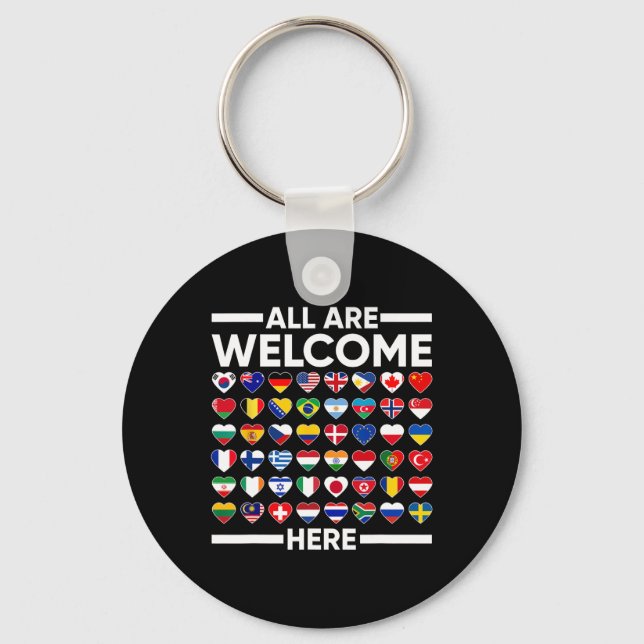 ESL Teacher All Are Welcome Here For Worlds Virtua Keychain (Front)