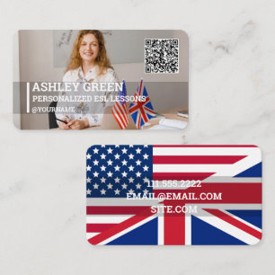 Esl Teacher Custom Photo QR Business Card