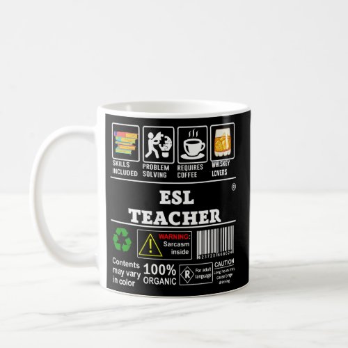 ESL Teacher Skills Included Problem Solving Label Coffee Mug