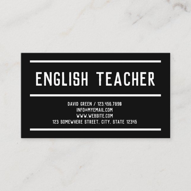 ESL Teacher Tutor Business Card (Front)