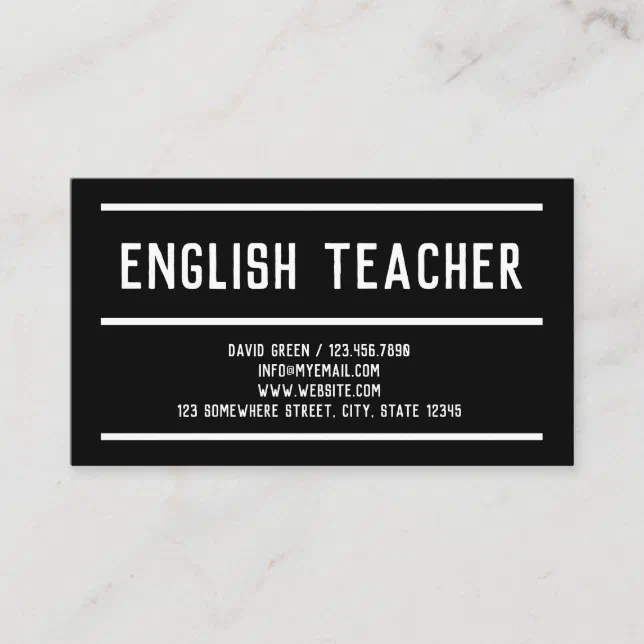 Tutor Business Card Example ESL Teacher Tutor Business Card | Zazzle