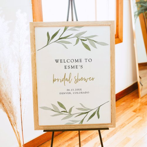 ESME Bohemian Greenery Gold Bridal Shower Welcome Poster