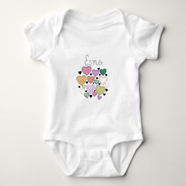 Esme one-piece hearts baby bodysuit (Front)