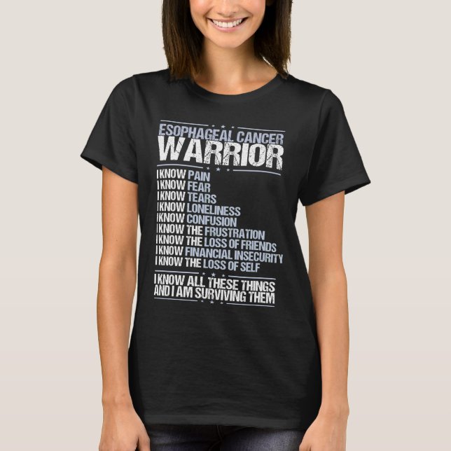Esophageal Cancer Awareness Pain Periwinkle Ribbon T-Shirt (Front)