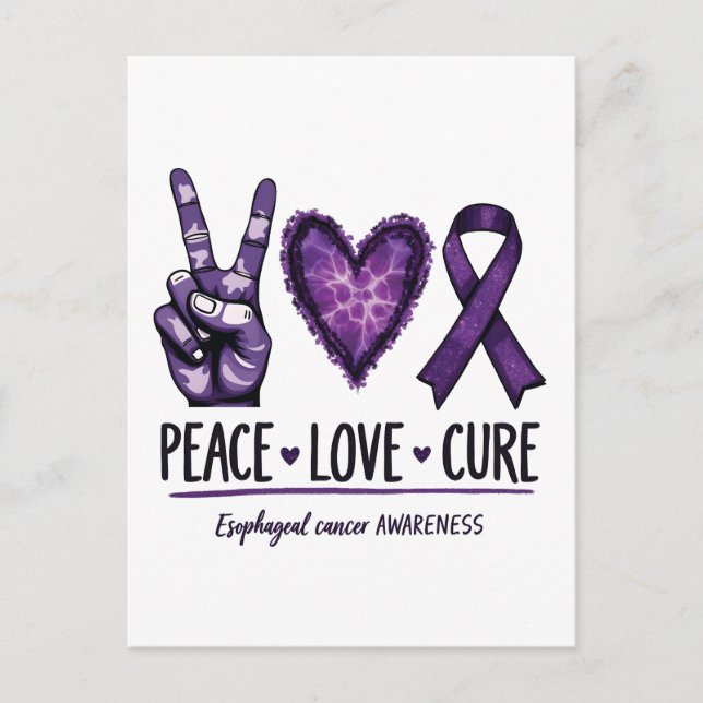 Esophageal cancer awareness Piece Purple Ribbon Announcement Postcard (Front)