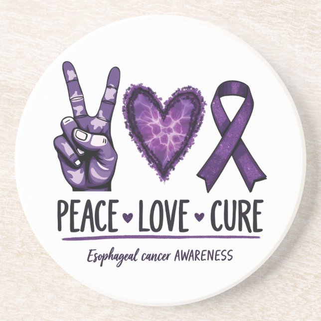 Esophageal cancer awareness Piece Purple Ribbon Coaster (Front)