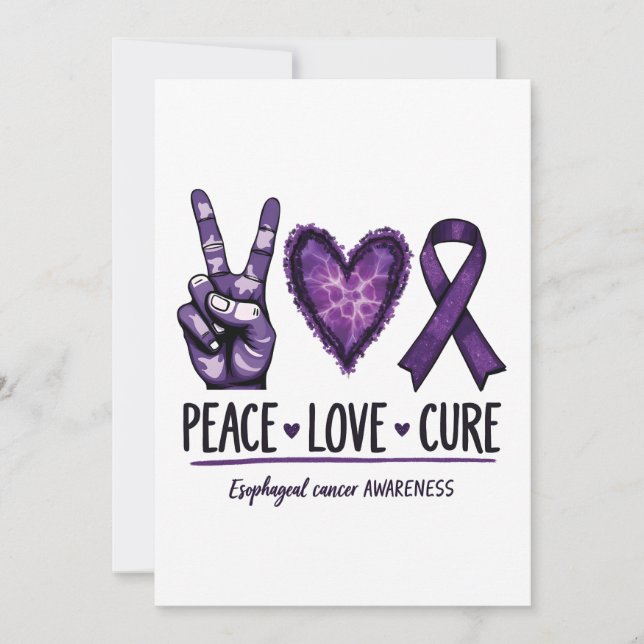 Esophageal cancer awareness Piece Purple Ribbon Invitation (Front)