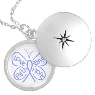 Esophageal Cancer Butterfly Inspiring Words Locket Necklace