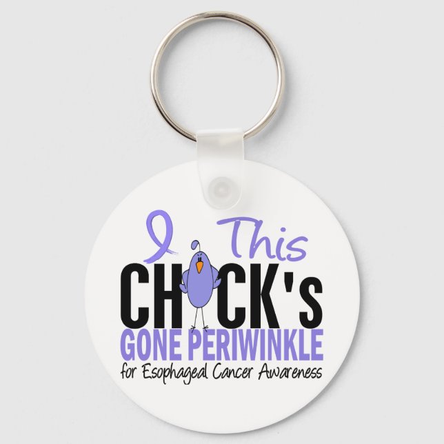ESOPHAGEAL CANCER Chick Gone Periwinkle Keychain (Front)