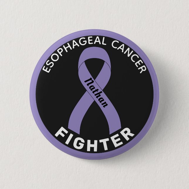 Esophageal Cancer Fighter Ribbon Black Button (Front)