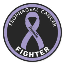 Esophageal Cancer Fighter Ribbon Black Classic Round Sticker