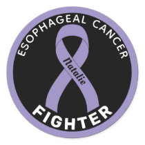 Esophageal Cancer Fighter Ribbon Black Classic Round Sticker