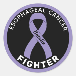 Esophageal Cancer Fighter Ribbon Black Classic Round Sticker