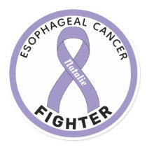 Esophageal Cancer Fighter Ribbon White Classic Round Sticker