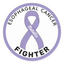 Esophageal Cancer Fighter Ribbon White Classic Round Sticker