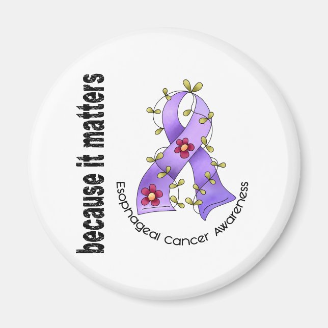 Esophageal Cancer Flower Ribbon 3 Magnet (Front)