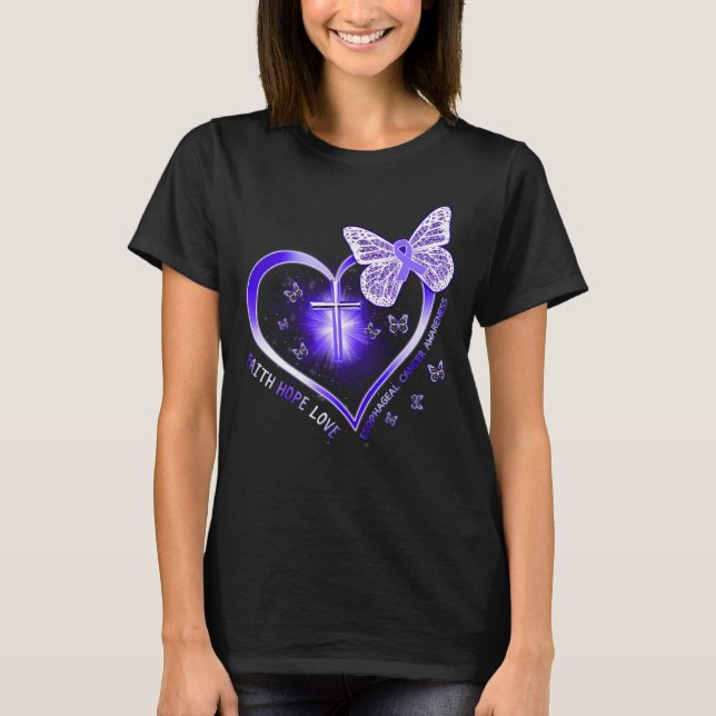 esophageal cancer heart cross gift warrior T-Shirt (Front)