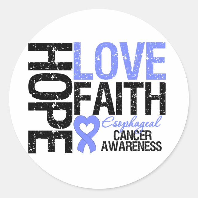 Esophageal Cancer Hope Love Faith Classic Round Sticker (Front)