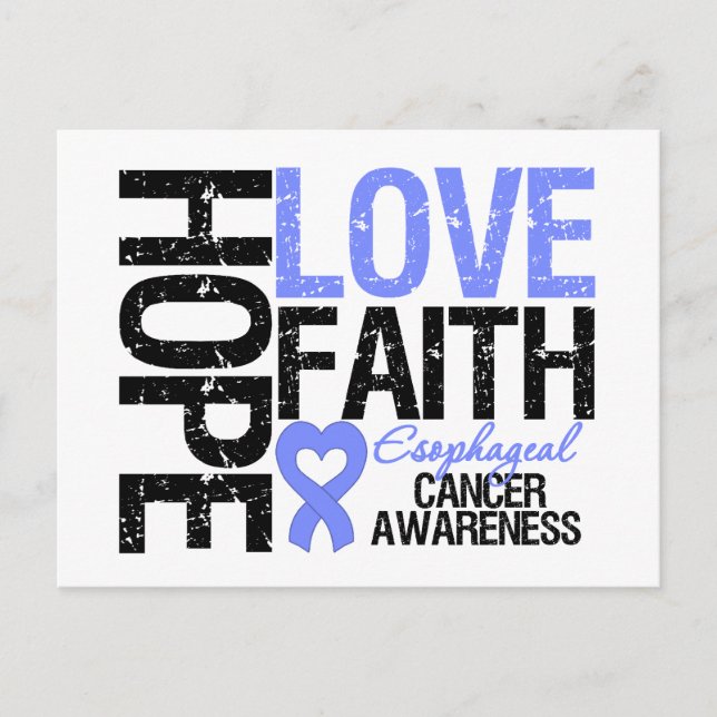 Esophageal Cancer Hope Love Faith Postcard (Front)