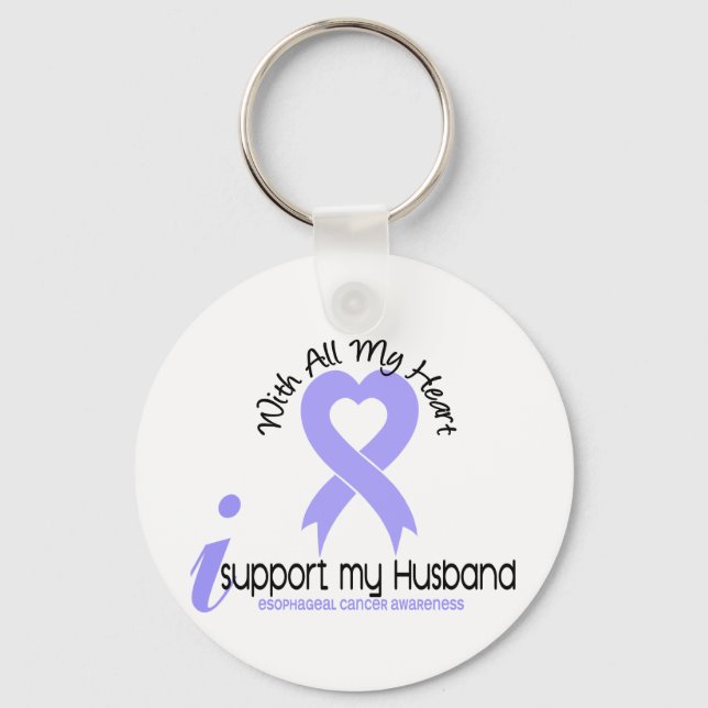 Esophageal Cancer I Support My Husband Keychain (Front)