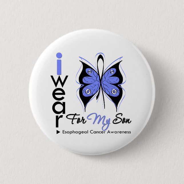 Esophageal Cancer I Wear Butterfly Ribbon SON Pinback Button (Front)