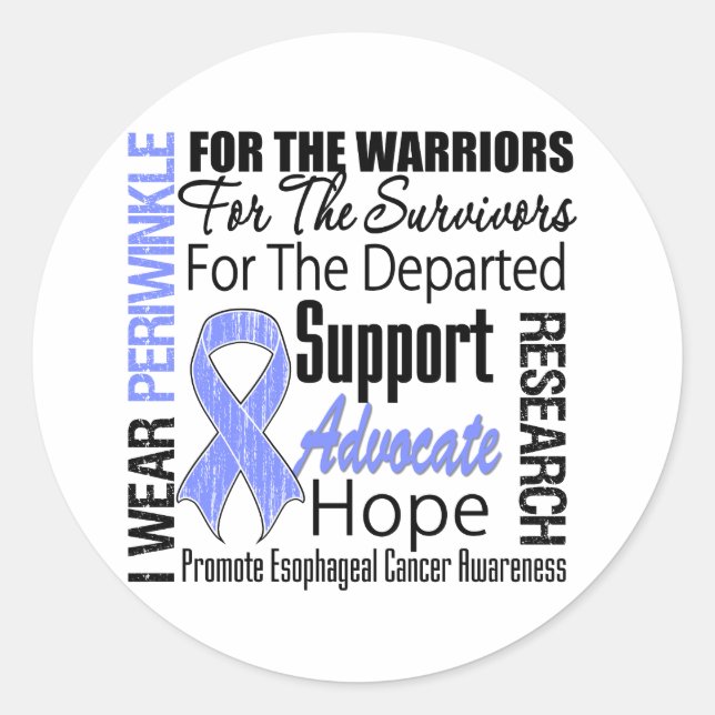 Esophageal Cancer I Wear Periwinkle Ribbon TRIBUTE Classic Round Sticker (Front)