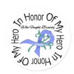 Esophageal Cancer In Honor Of My Hero Classic Round Sticker